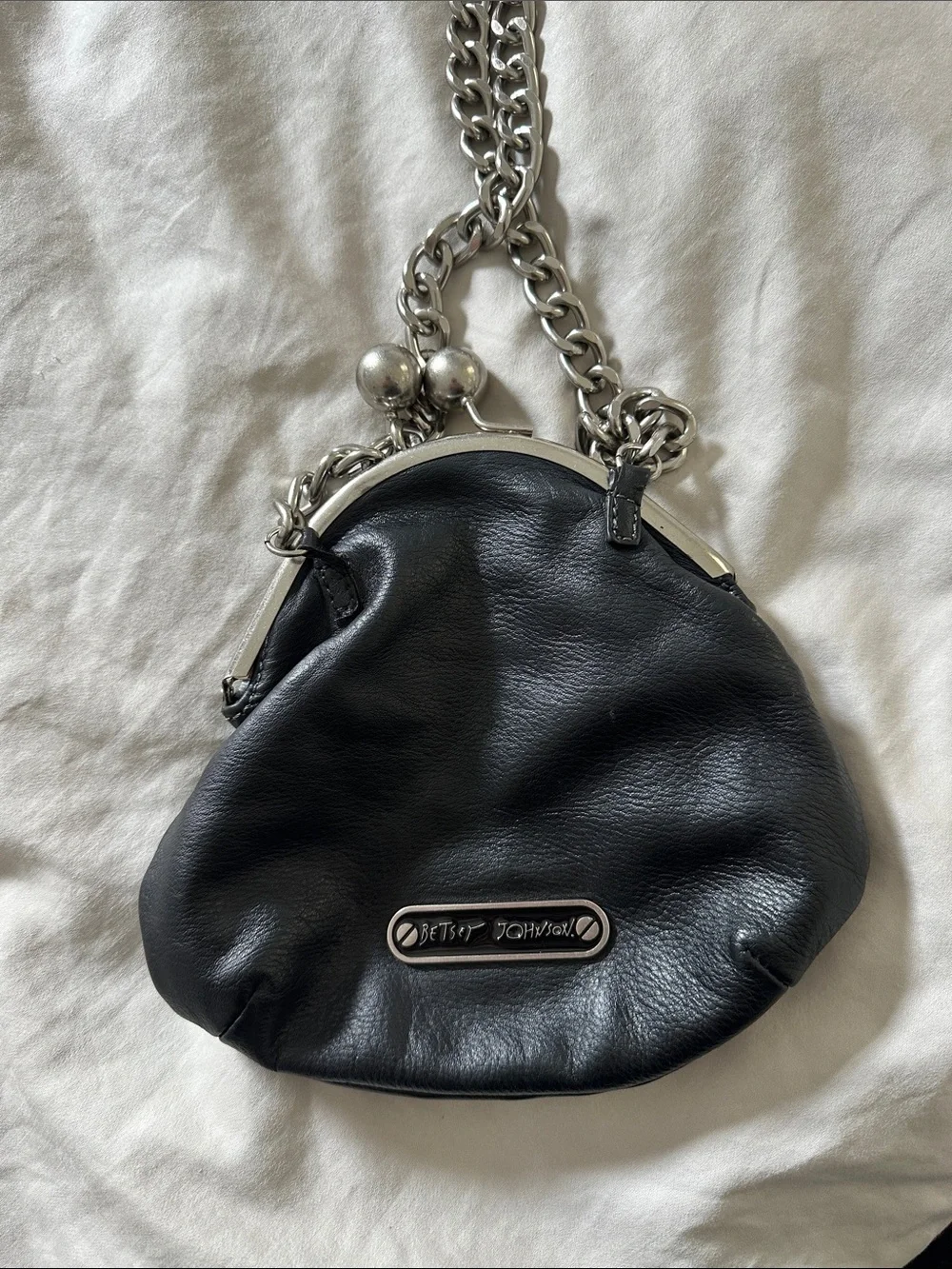 Betsey Johnson Black Studded Mini Kiss-Lock Crossbody - Picture 2 of 2